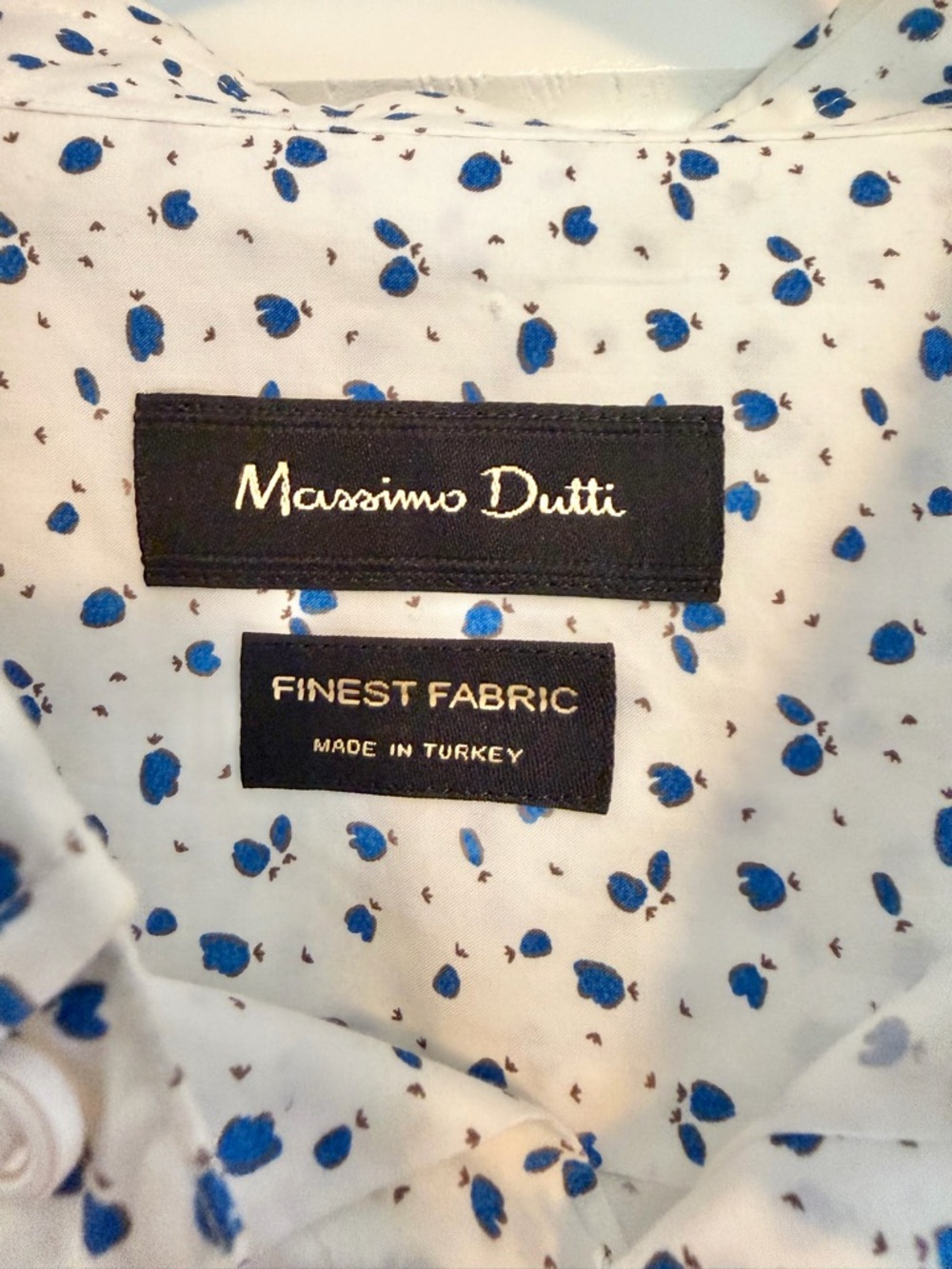 Massimo Dutti Shirt Mens Xl White Blue Print Button Down Casual Dress Shirt — image 3 of 6